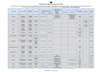 Anthelmintics and ectoparasiticides available for dogs and cats in the UK